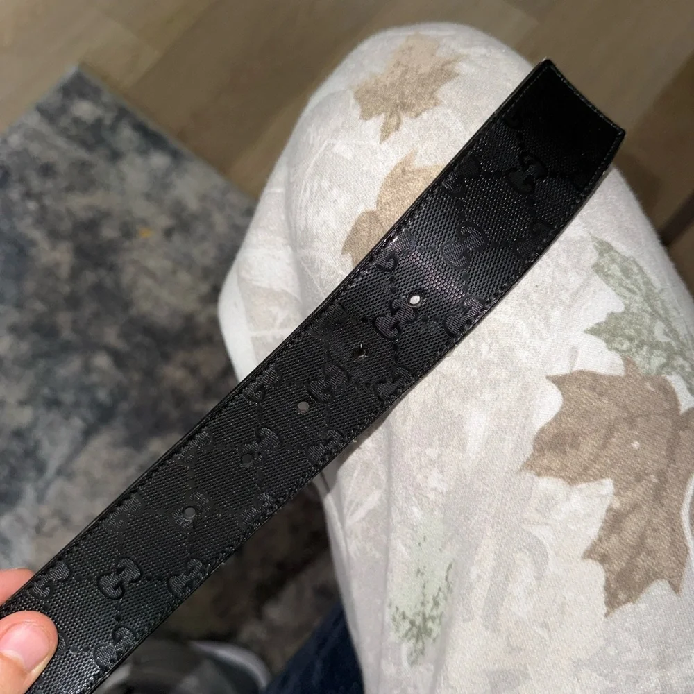 Gucci GG Monogram Print Interlocking G Buckle Black Belt - Picture 8 of 8